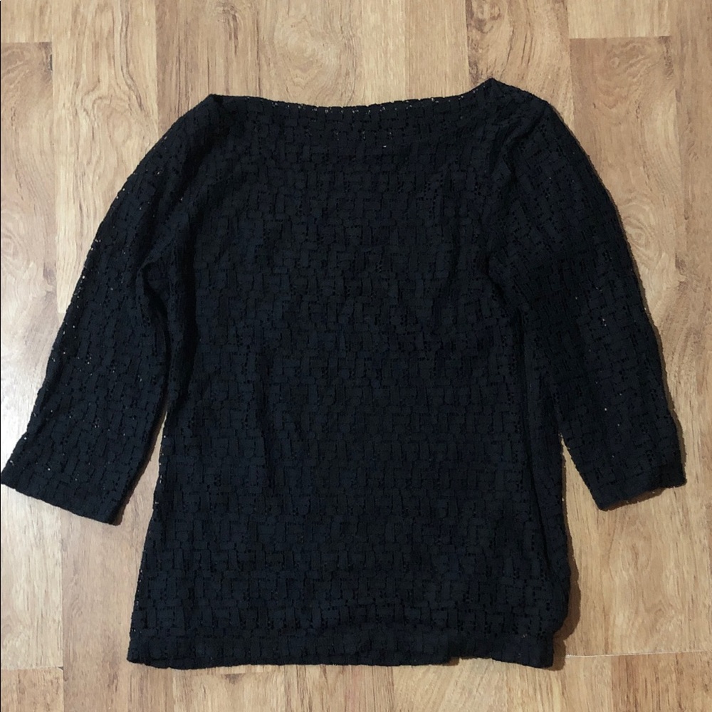 Banana Republic Black Lace Knit Scoop Neck Blouse